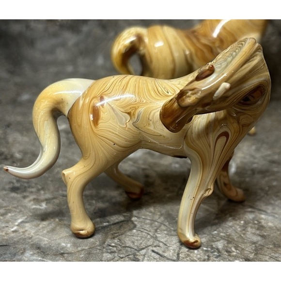 Brown Swirl Hand Blown Art Glass  Horse Figurine Very Detailed Heavy Quality - Picture 2 of 16